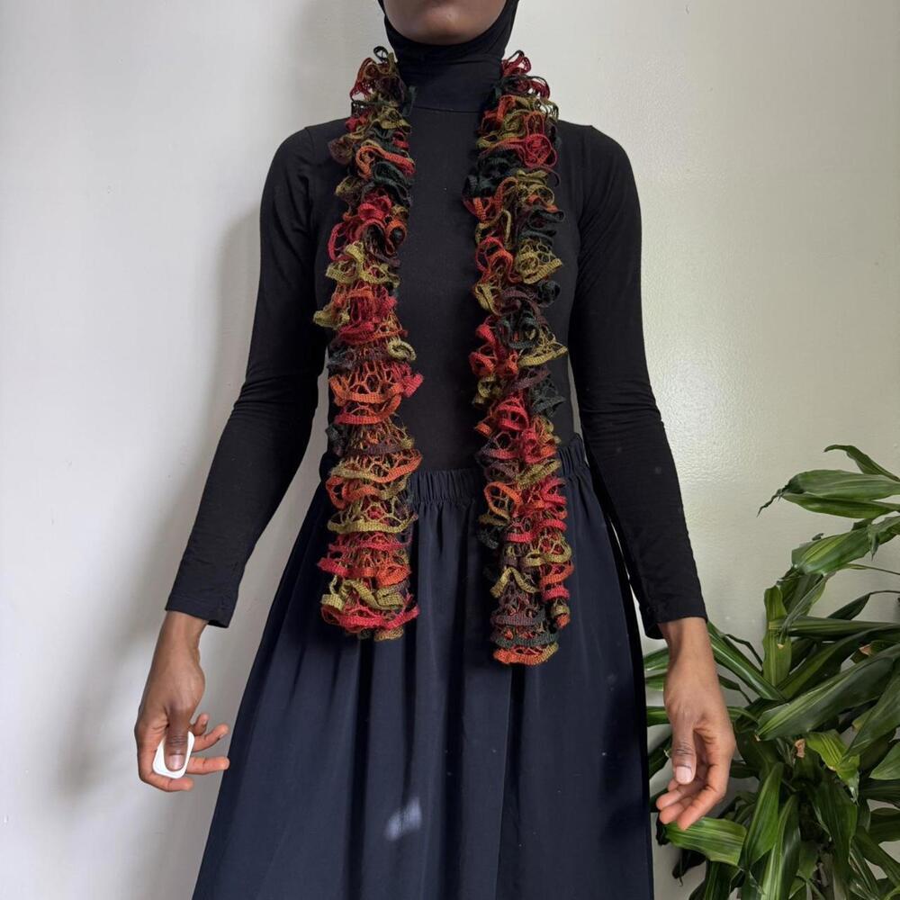 Vintage multicolore boho ruffle scarf